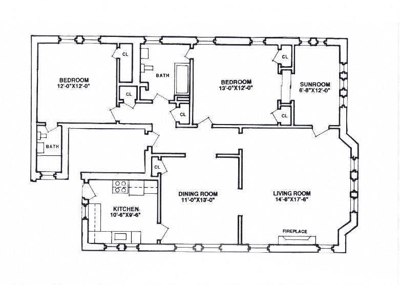 Floor plan for 2 beds, 2 baths, 1210 sqft
